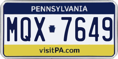 PA license plate MQX7649