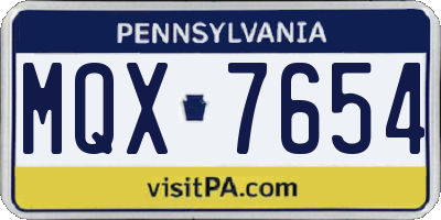 PA license plate MQX7654