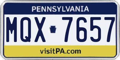 PA license plate MQX7657