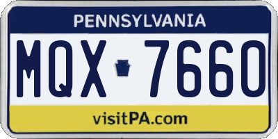 PA license plate MQX7660