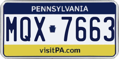 PA license plate MQX7663