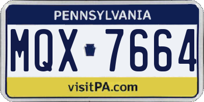 PA license plate MQX7664