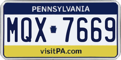 PA license plate MQX7669
