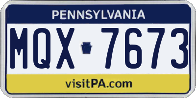 PA license plate MQX7673