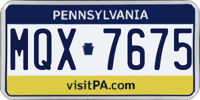 PA license plate MQX7675