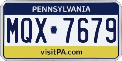 PA license plate MQX7679