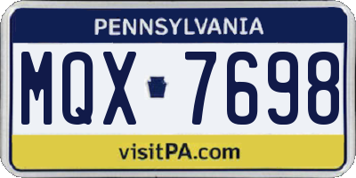 PA license plate MQX7698