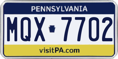 PA license plate MQX7702