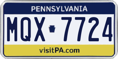 PA license plate MQX7724