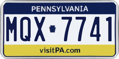 PA license plate MQX7741