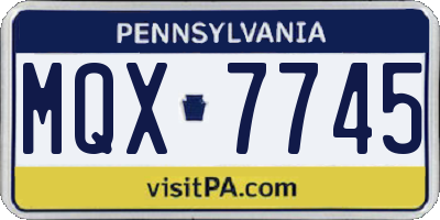 PA license plate MQX7745