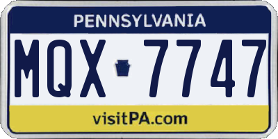 PA license plate MQX7747