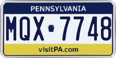 PA license plate MQX7748