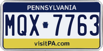 PA license plate MQX7763