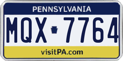 PA license plate MQX7764