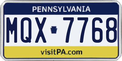 PA license plate MQX7768