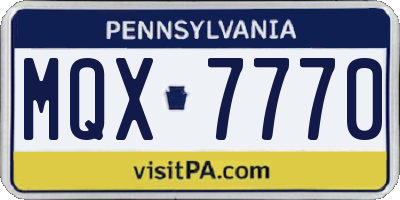 PA license plate MQX7770
