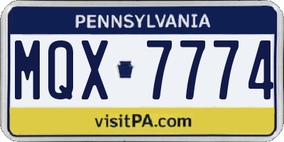 PA license plate MQX7774