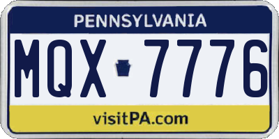 PA license plate MQX7776