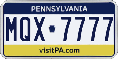 PA license plate MQX7777