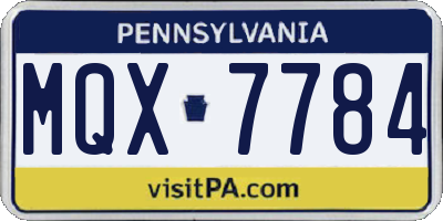 PA license plate MQX7784