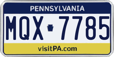 PA license plate MQX7785