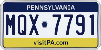 PA license plate MQX7791