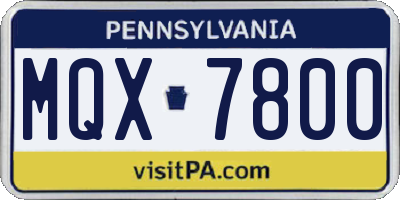 PA license plate MQX7800