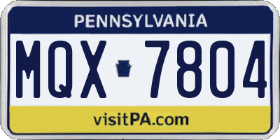 PA license plate MQX7804