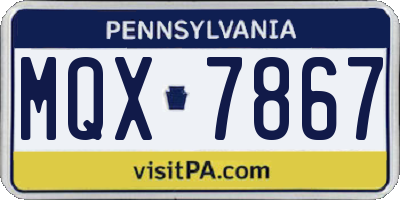 PA license plate MQX7867