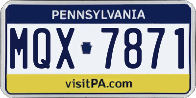 PA license plate MQX7871