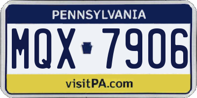 PA license plate MQX7906