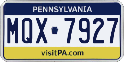 PA license plate MQX7927