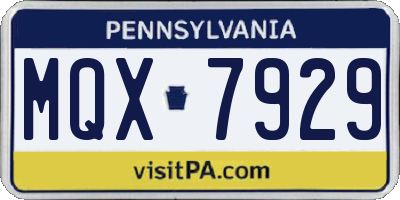 PA license plate MQX7929