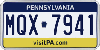 PA license plate MQX7941