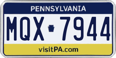 PA license plate MQX7944