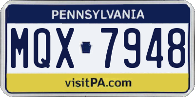 PA license plate MQX7948