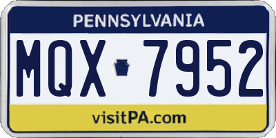 PA license plate MQX7952