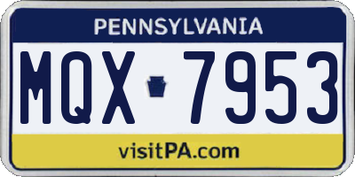 PA license plate MQX7953