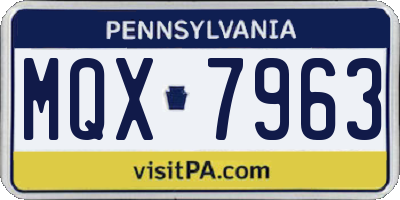 PA license plate MQX7963