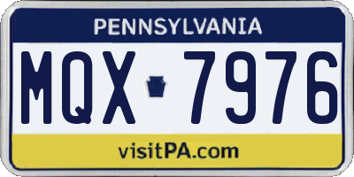 PA license plate MQX7976