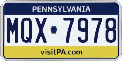 PA license plate MQX7978