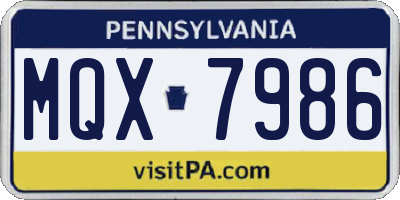 PA license plate MQX7986