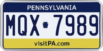 PA license plate MQX7989