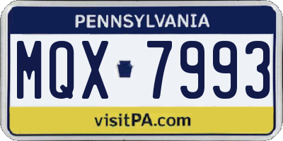 PA license plate MQX7993