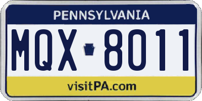 PA license plate MQX8011
