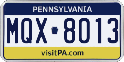PA license plate MQX8013