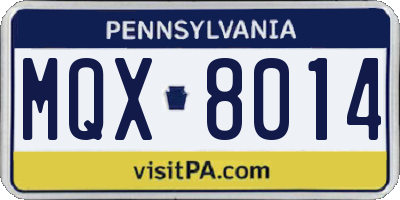PA license plate MQX8014