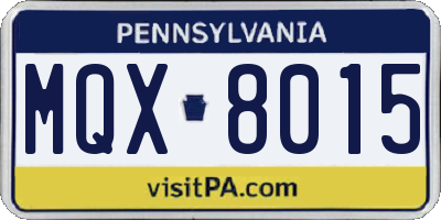 PA license plate MQX8015