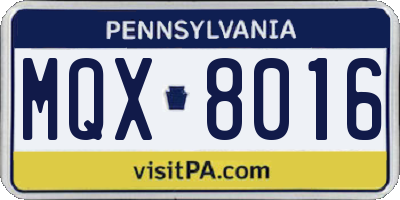 PA license plate MQX8016